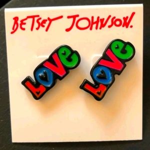 Betsey Johnson LOVE  Stud Earrings